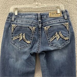 Miss Me Low Rise Skinny‎ Jeans Gold Sequin M Pockets Western Women's 30 x 31.5